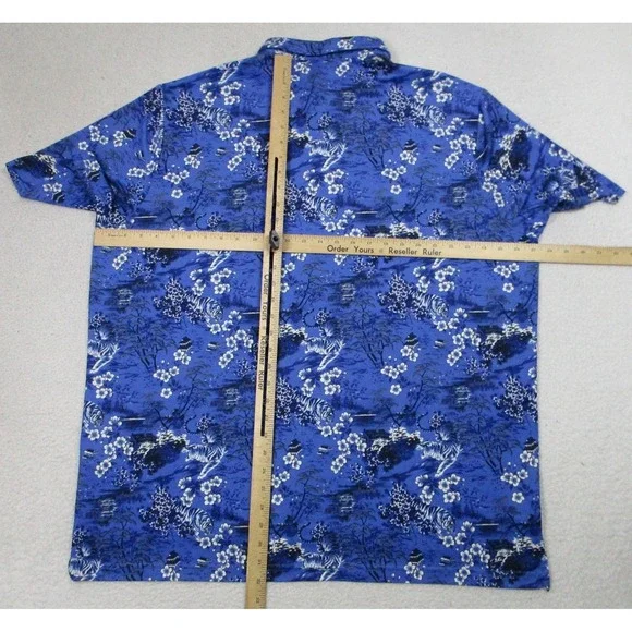 Ralph Lauren RLX Polo Shirt Mens 2XL Blue AOP Mauna‎ Kea Floral Golf Performance